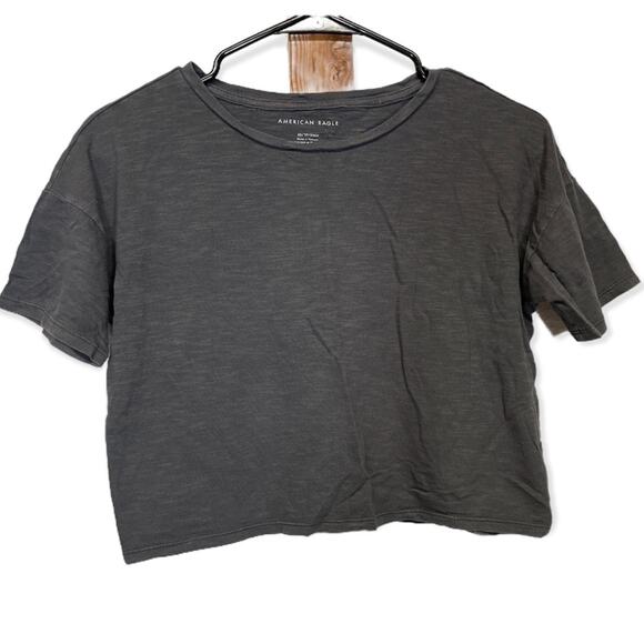 American Eagle Gray Short Sleeve Cropped Tee Shirt Size XS - Picture 1 of 6